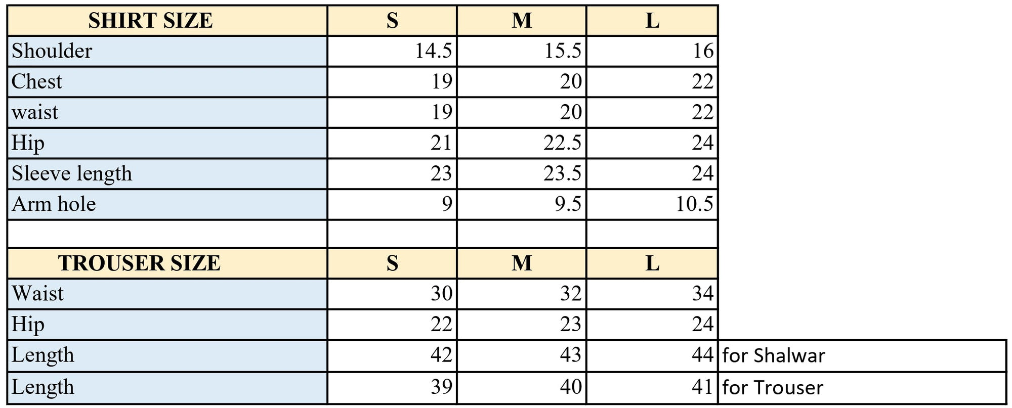 Size Chart
