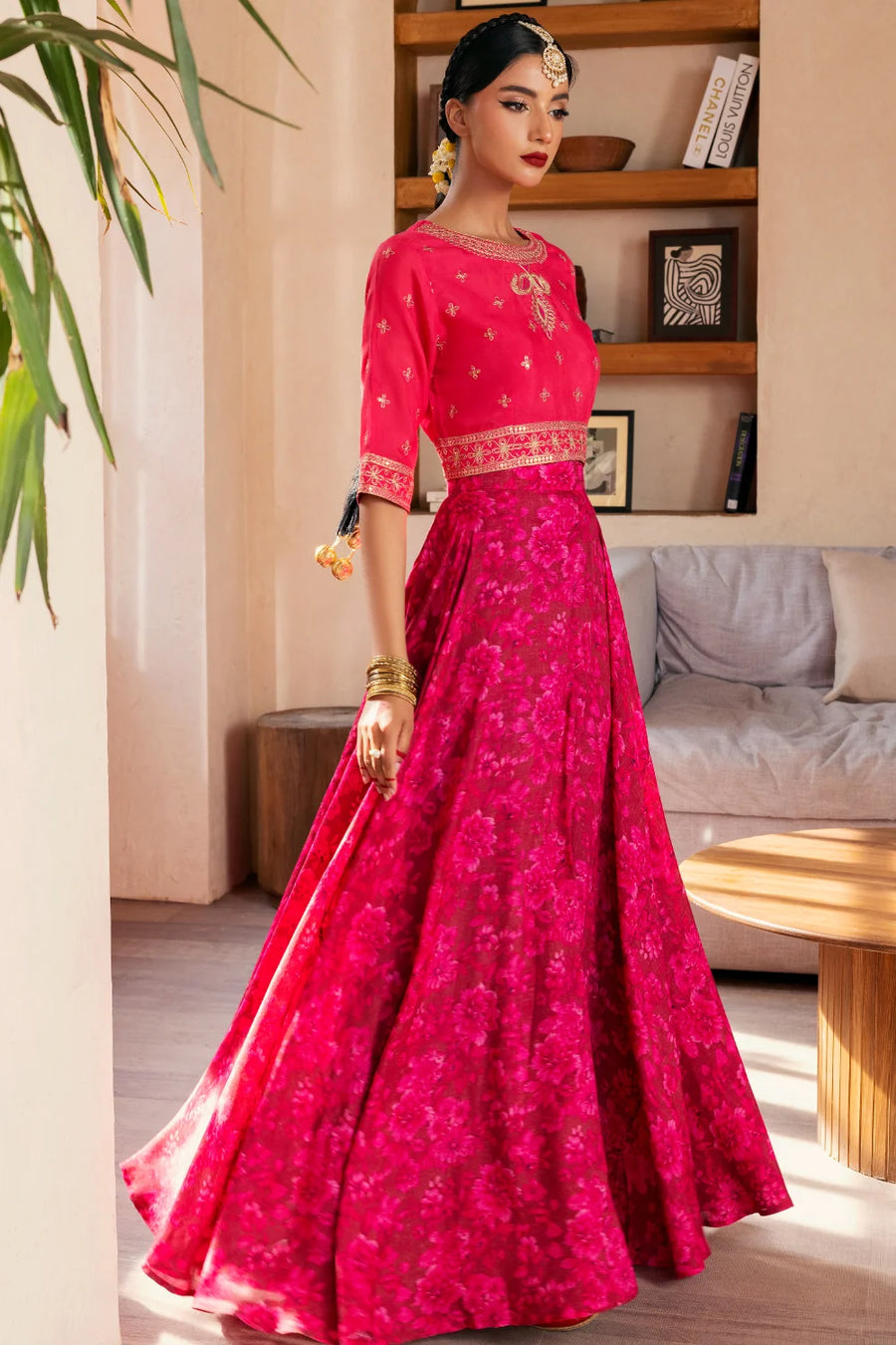 Mumtaz - 2 Piece Raw Silk(Choli/Lehnga) - Stitched