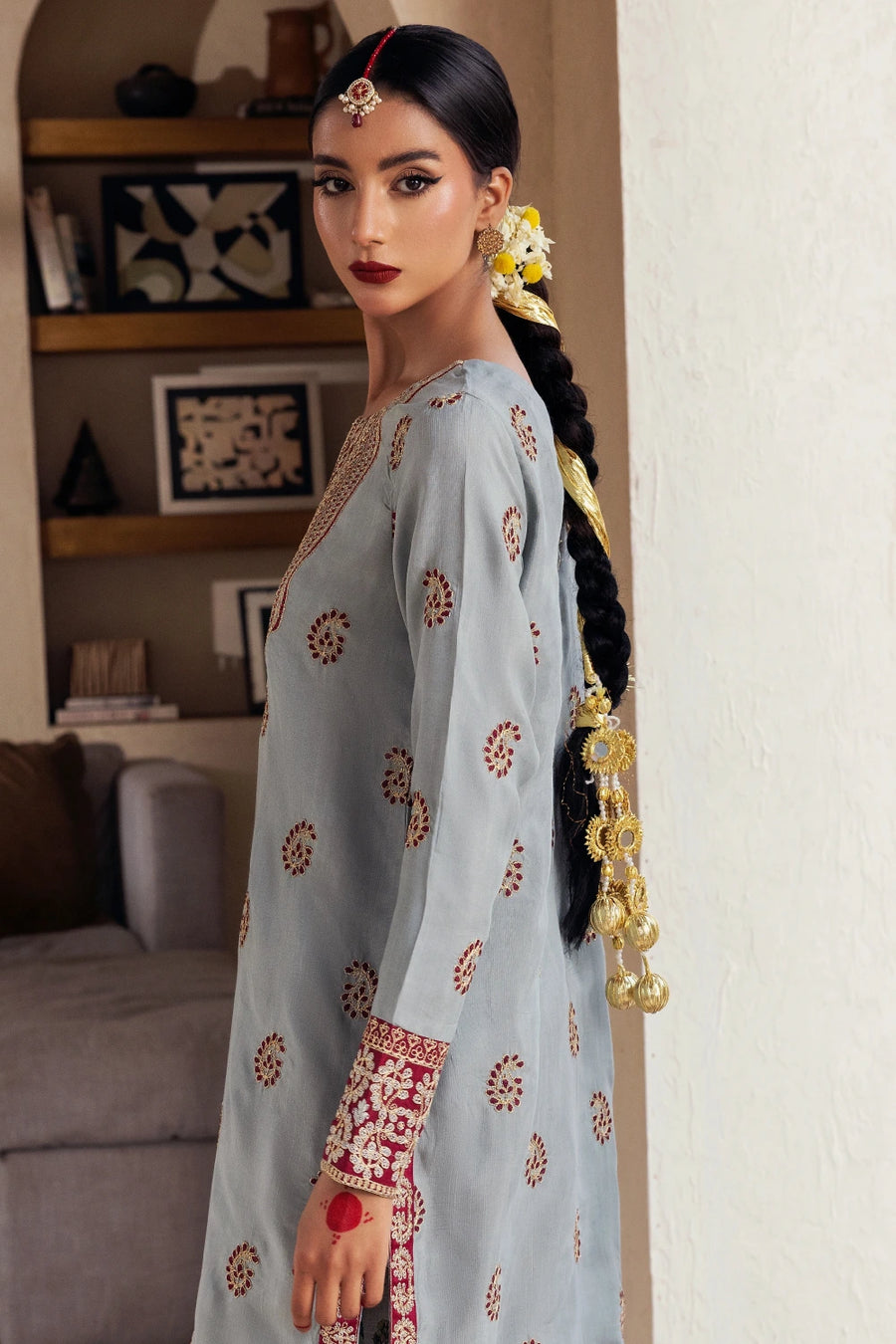 Zebunissa - 2 Piece - Raw Silk(Shirt/Garara) - Stitched
