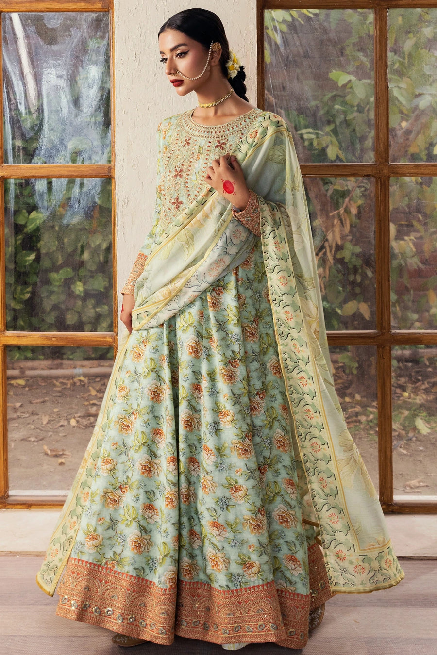 Jahanara - 2 Piece - Raw Silk(Frock/Dupatta) - Stitched